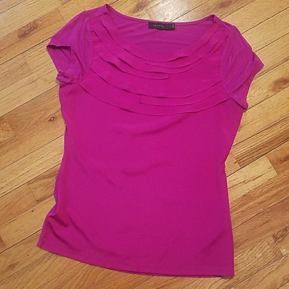 Fuschia blouse t-shirt with layered detailing